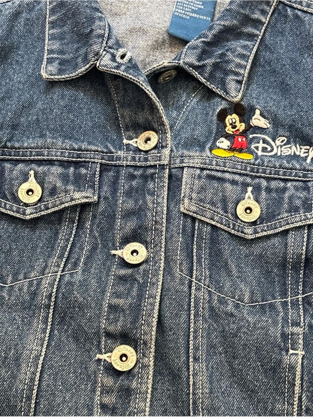 Disney Kids' Denim Jacket with Classic Mickey & Friends Embroidery - Blue 14/16